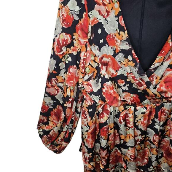 Julia Jordan Belted Faux Wrap Mini Dress Ballon Sleeve Party Floral Cocktail 6 - Picture 5 of 13